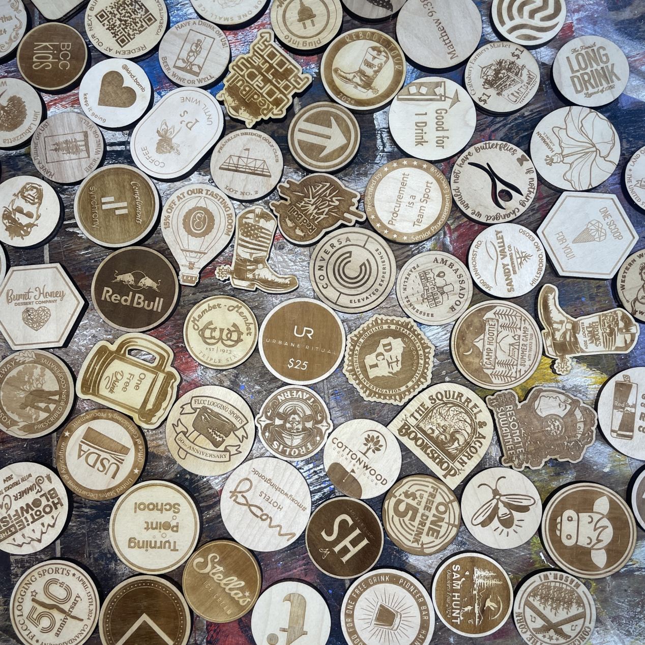 Custom Wood Tokens All Styles